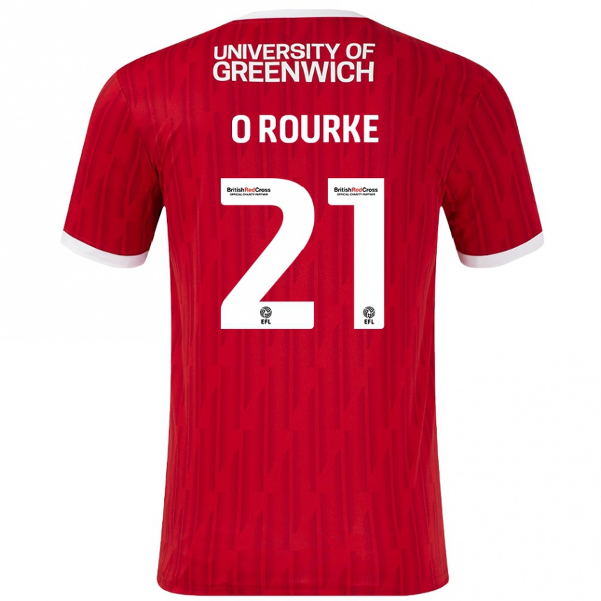 Homme Football Maillot Sophie O'rourke #21 Rouge Blanc Tenues Domicile 2024/25