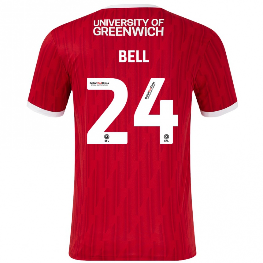 Homme Football Maillot Taylor Bell #24 Rouge Blanc Tenues Domicile 2024/25