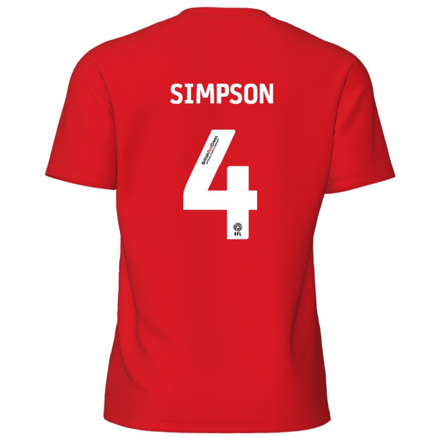 Homme Football Maillot Jack Simpson #4 Rouge Tenues Domicile 2024/25