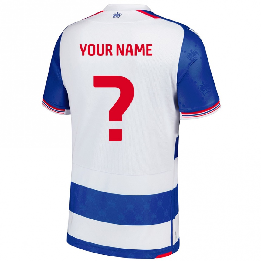 Homme Football Maillot Votre Nom #0 Bleu Blanc Tenues Domicile 2024/25