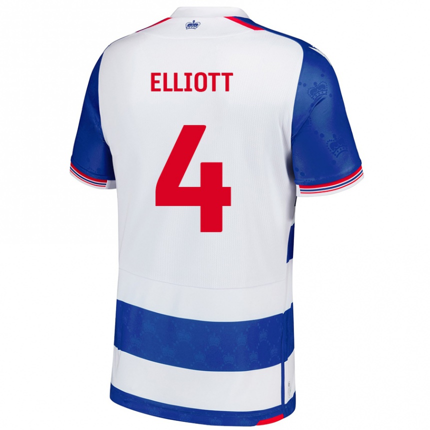 Homme Football Maillot Ben Elliott #4 Bleu Blanc Tenues Domicile 2024/25