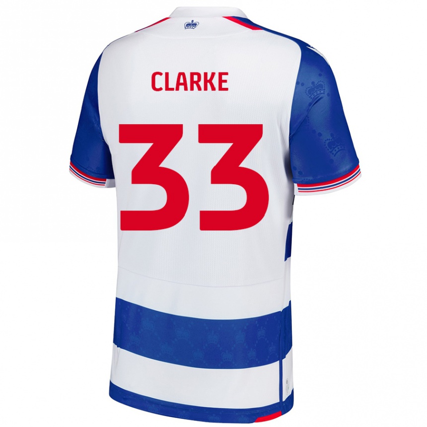 Homme Football Maillot John Clarke #33 Bleu Blanc Tenues Domicile 2024/25