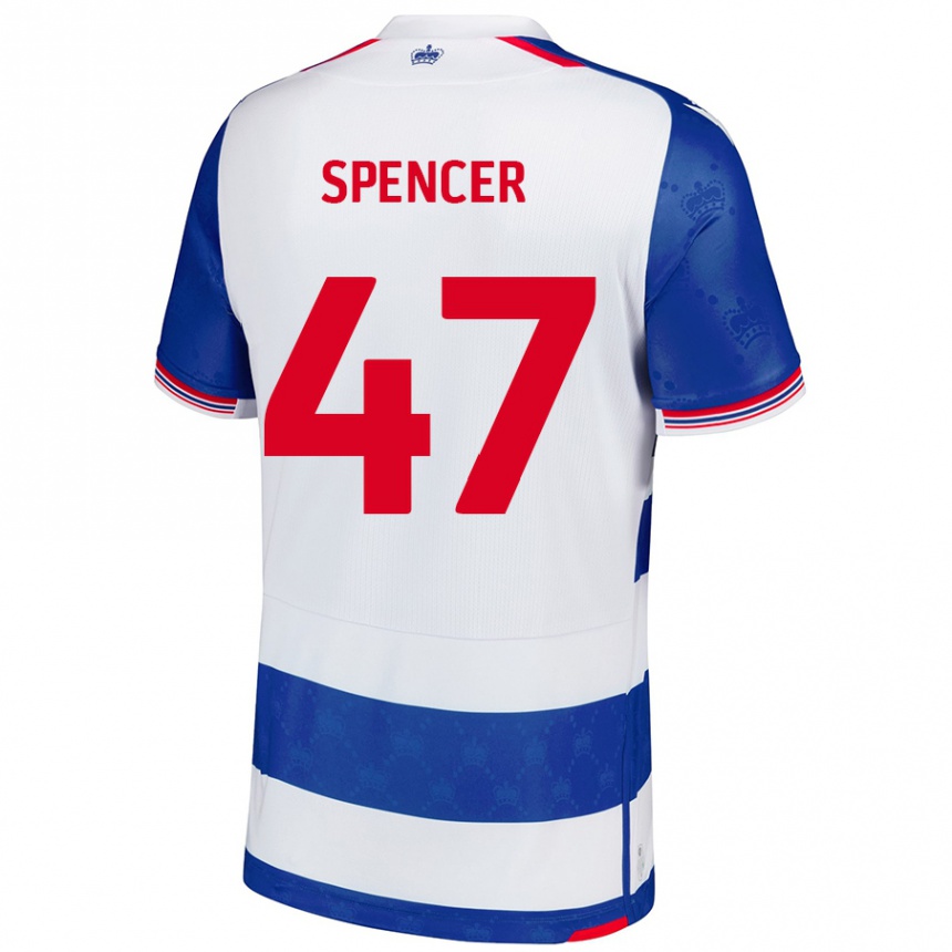 Homme Football Maillot Shay Spencer #47 Bleu Blanc Tenues Domicile 2024/25