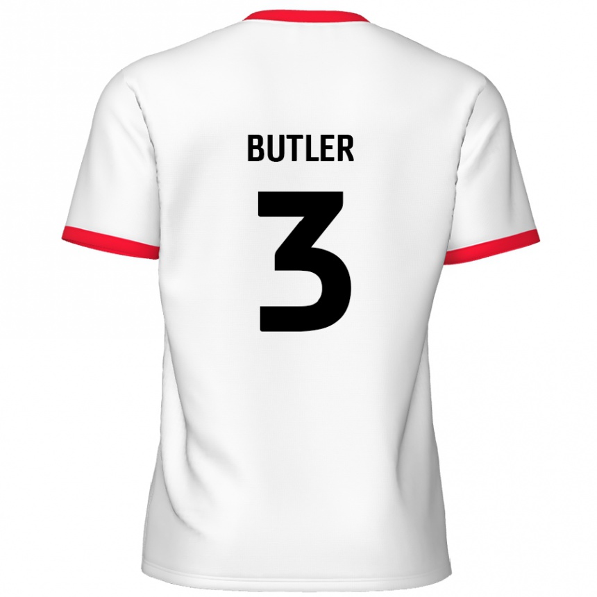 Homme Football Maillot Dan Butler #3 Blanc Rouge Tenues Domicile 2024/25