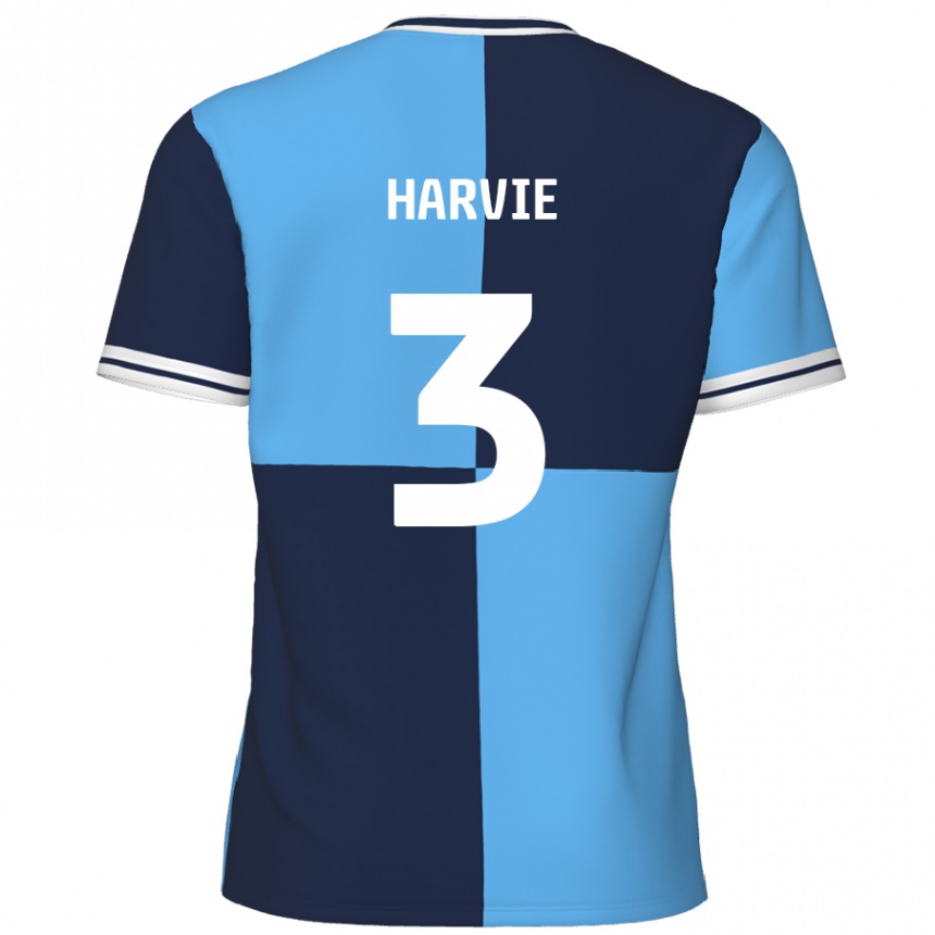 Homme Football Maillot Daniel Harvie #3 Bleu Ciel Bleu Foncé Tenues Domicile 2024/25