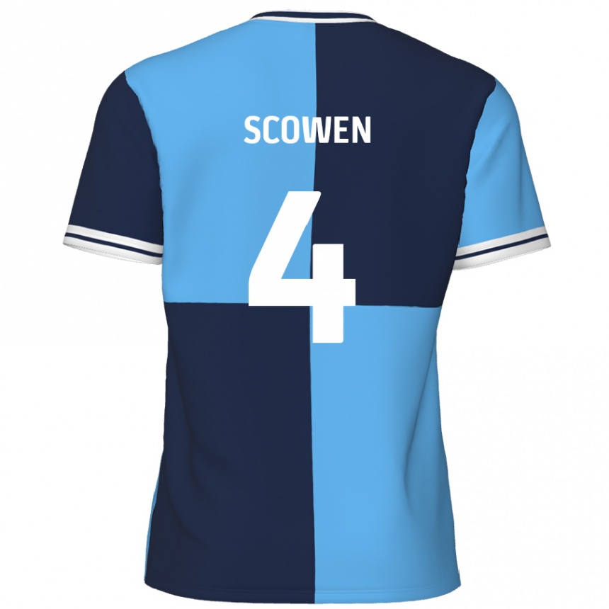 Homme Football Maillot Josh Scowen #4 Bleu Ciel Bleu Foncé Tenues Domicile 2024/25