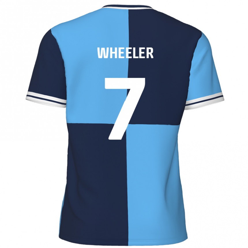 Homme Football Maillot David Wheeler #7 Bleu Ciel Bleu Foncé Tenues Domicile 2024/25