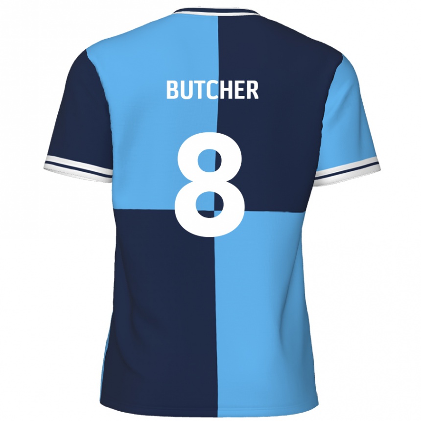 Homme Football Maillot Matt Butcher #8 Bleu Ciel Bleu Foncé Tenues Domicile 2024/25