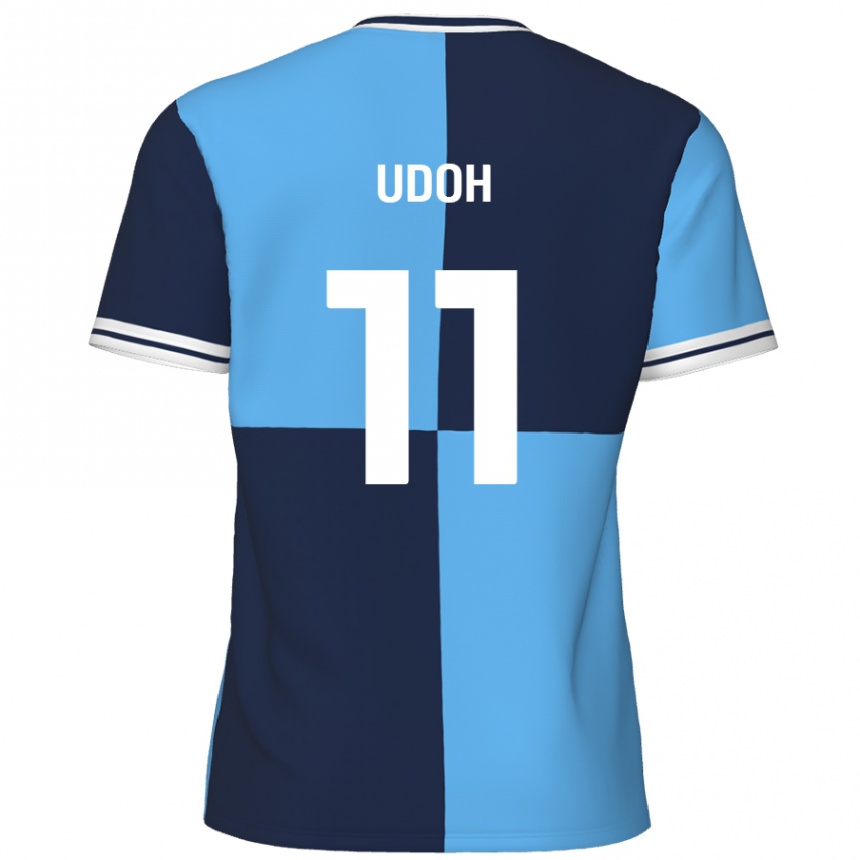 Homme Football Maillot Daniel Udoh #11 Bleu Ciel Bleu Foncé Tenues Domicile 2024/25