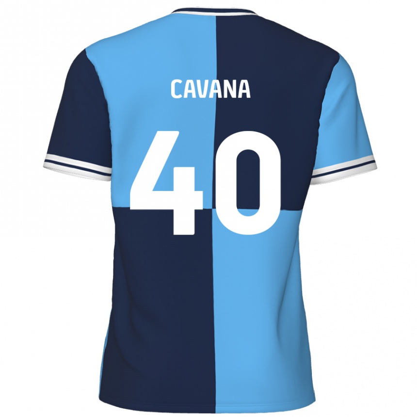 Homme Football Maillot Max Cavana #40 Bleu Ciel Bleu Foncé Tenues Domicile 2024/25