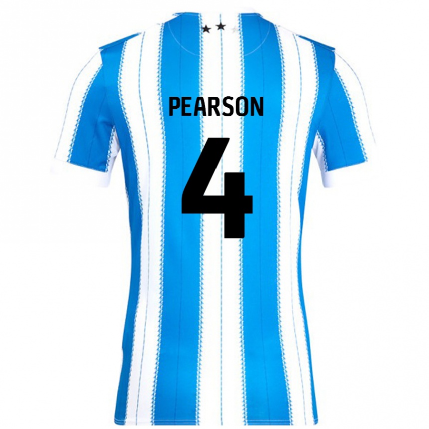 Homme Football Maillot Matty Pearson #4 Bleu Blanc Tenues Domicile 2024/25