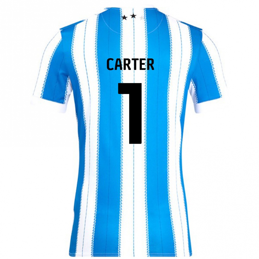 Homme Football Maillot Laura Carter #1 Bleu Blanc Tenues Domicile 2024/25