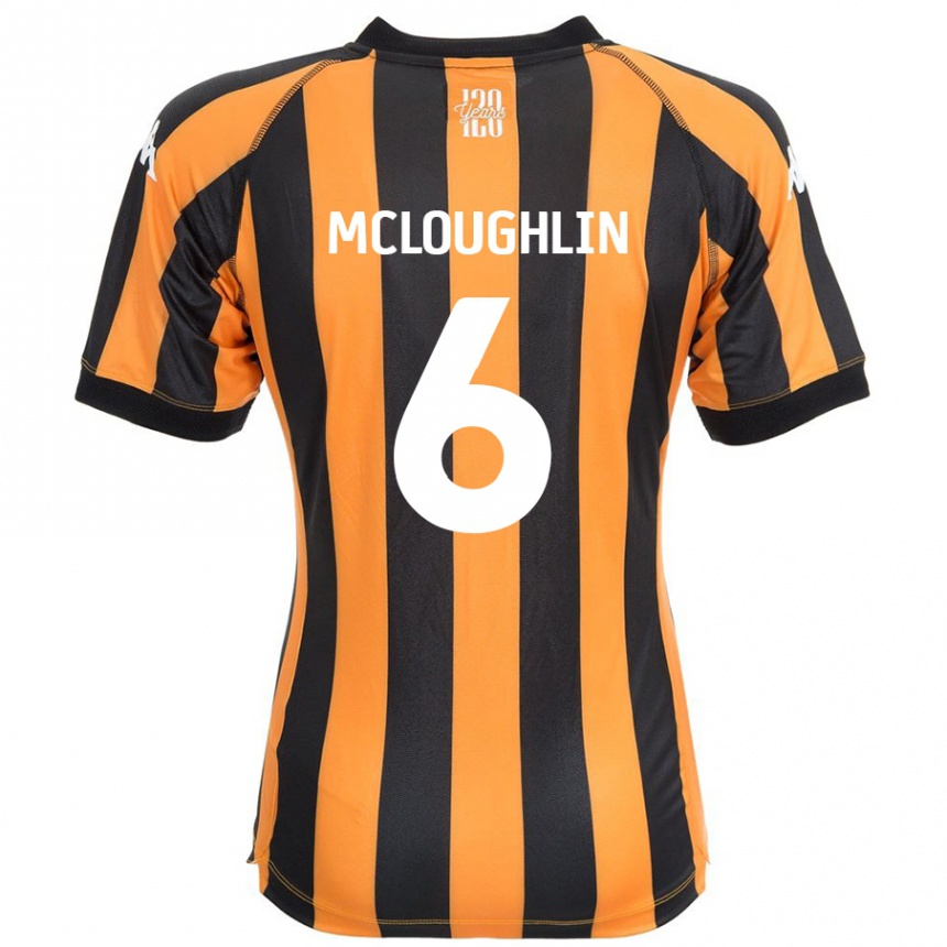 Homme Football Maillot Sean Mcloughlin #6 Noir Ambre Tenues Domicile 2024/25