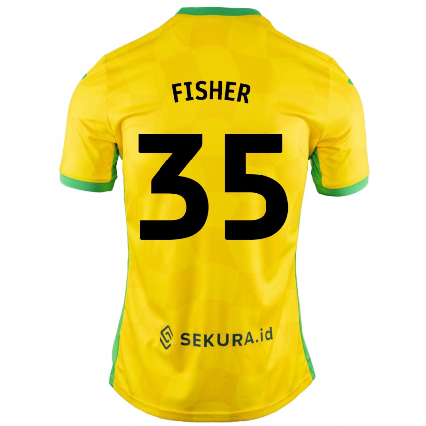 Homme Football Maillot Kellen Fisher #35 Jaune Vert Tenues Domicile 2024/25