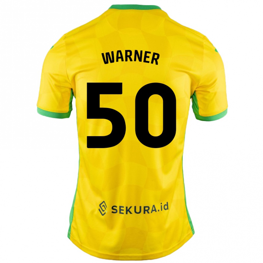 Homme Football Maillot Jaden Warner #50 Jaune Vert Tenues Domicile 2024/25