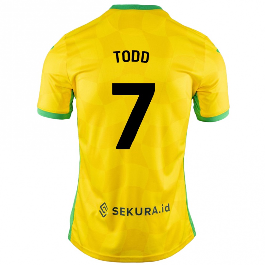 Homme Football Maillot Megan Todd #7 Jaune Vert Tenues Domicile 2024/25