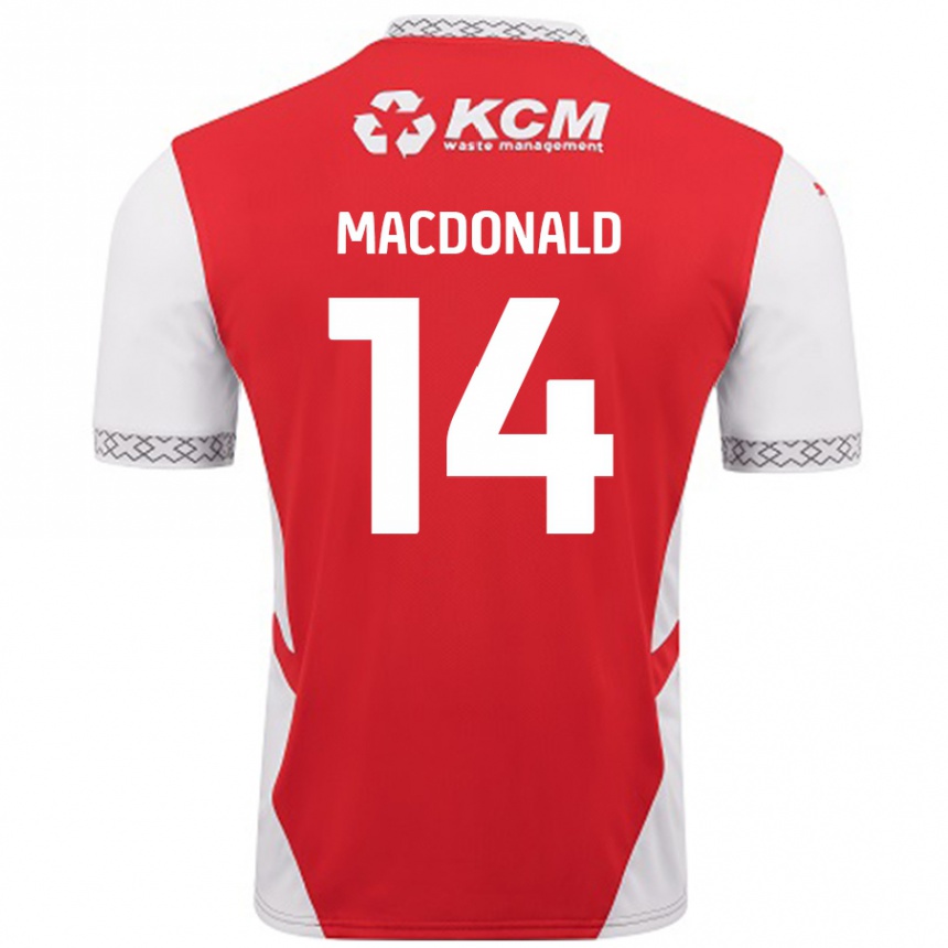 Homme Football Maillot Alex Macdonald #14 Rouge Blanc Tenues Domicile 2024/25