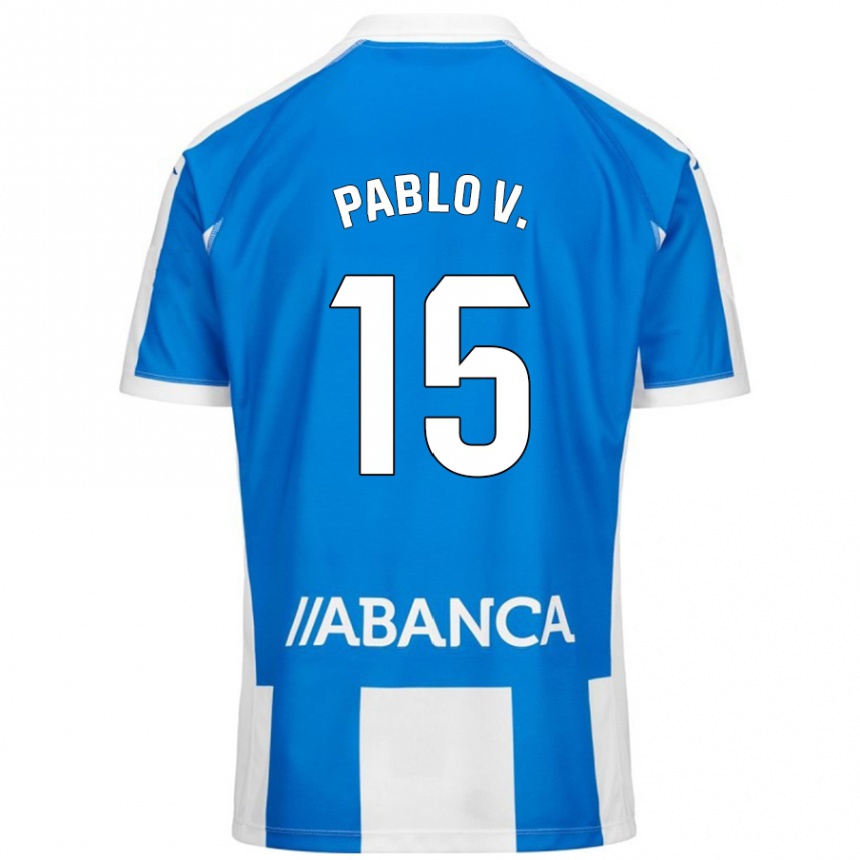 Homme Football Maillot Pablo Vázquez #15 Bleu Blanc Tenues Domicile 2024/25