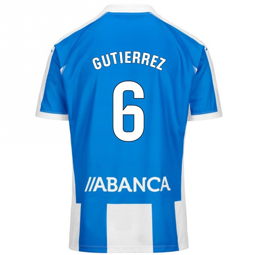 Homme Football Maillot Paula Gutiérrez #6 Bleu Blanc Tenues Domicile 2024/25