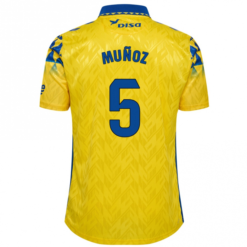 Homme Football Maillot Javi Muñoz #5 Jaune Bleu Tenues Domicile 2024/25