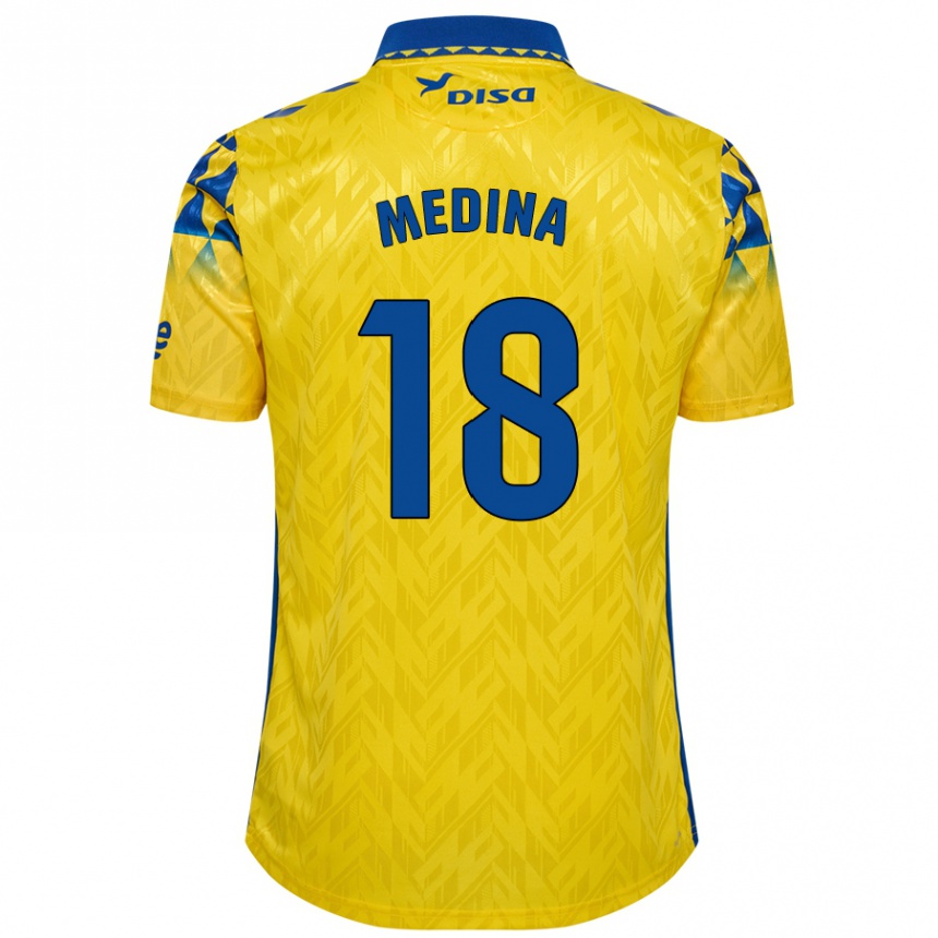 Homme Football Maillot Iván Medina #18 Jaune Bleu Tenues Domicile 2024/25