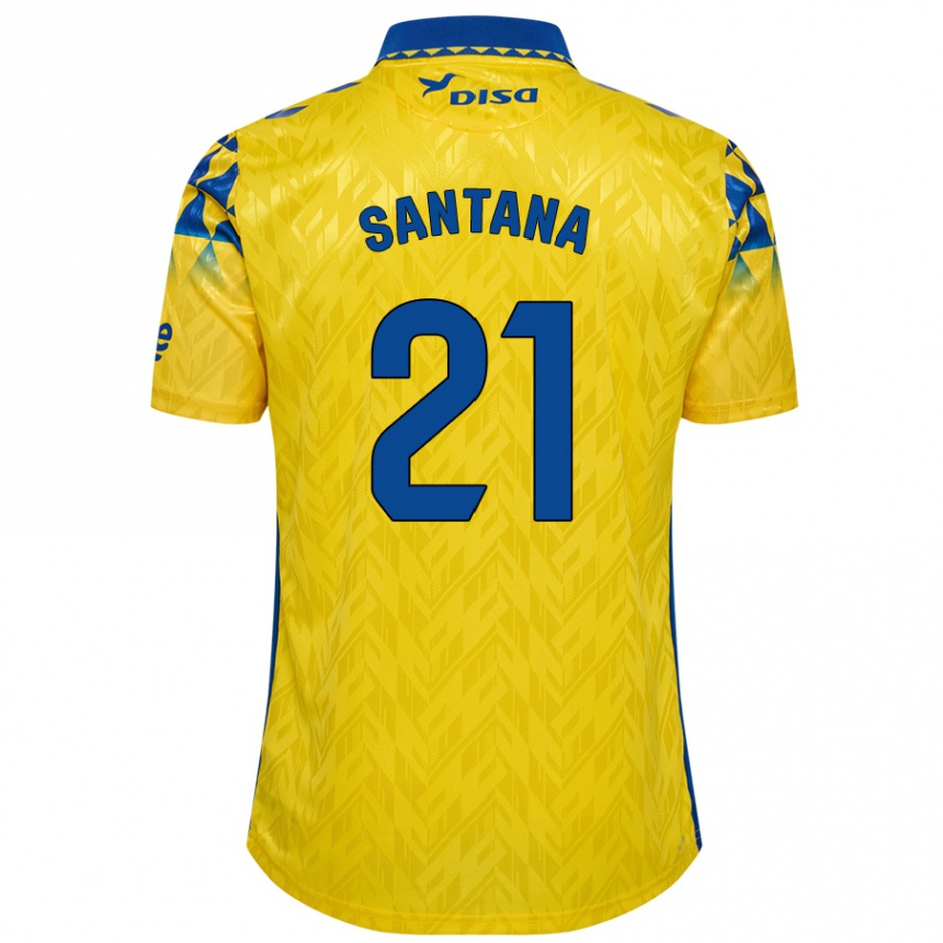 Homme Football Maillot Yadam Santana #21 Jaune Bleu Tenues Domicile 2024/25