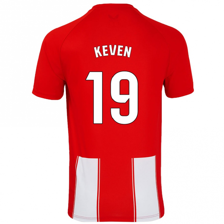 Homme Football Maillot Keven #19 Rouge Blanc Tenues Domicile 2024/25