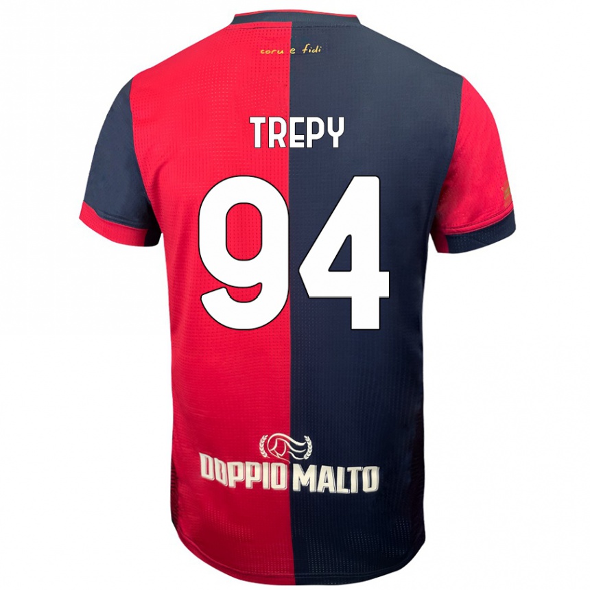 Homme Football Maillot Yael Trepy #94 Rouge Bleu Foncé Tenues Domicile 2024/25