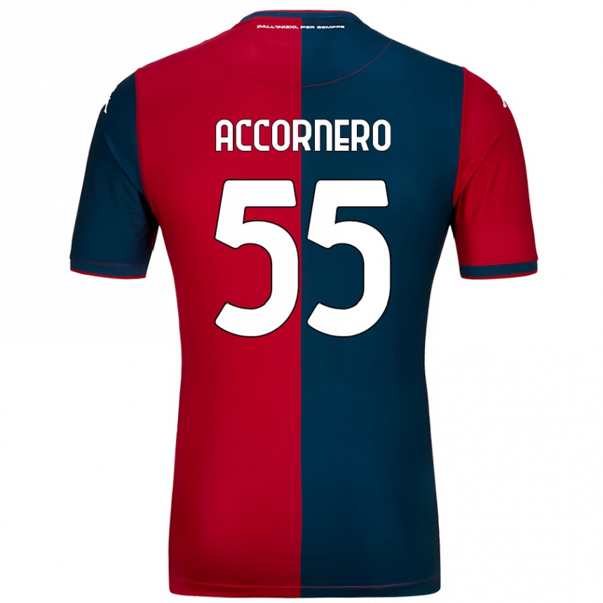 Homme Football Maillot Federico Accornero #55 Rouge Bleu Foncé Tenues Domicile 2024/25