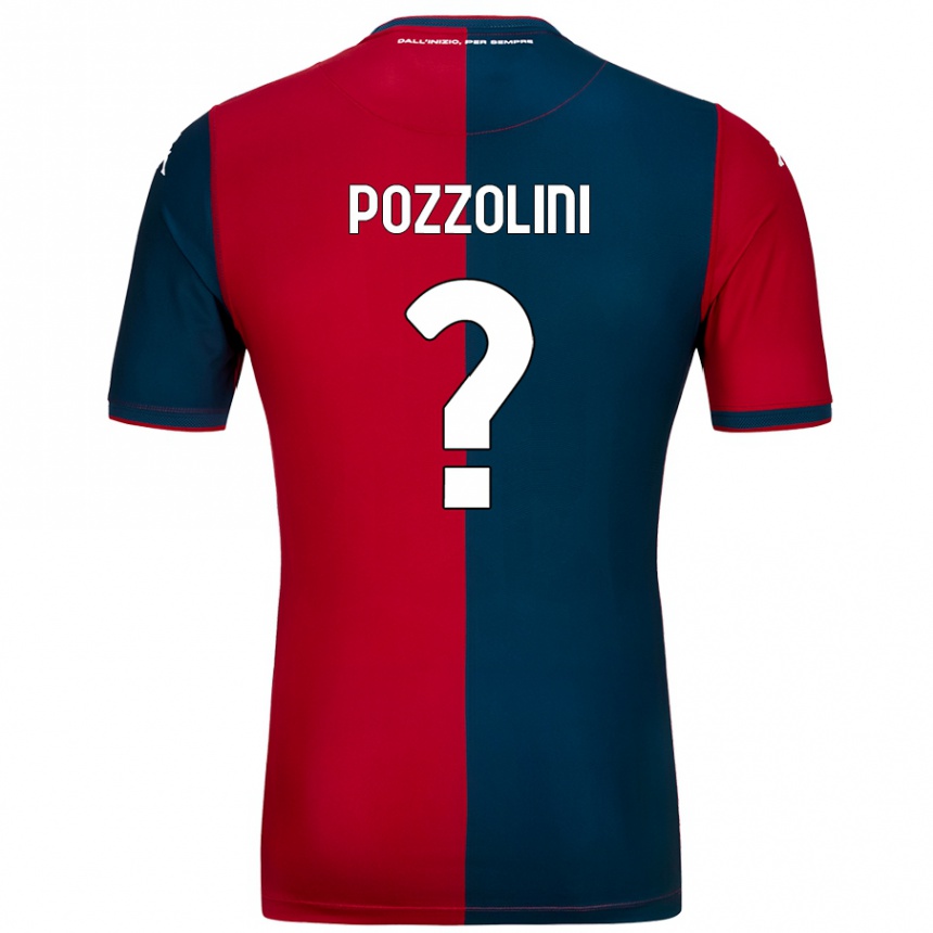 Homme Football Maillot Andrea Pozzolini #0 Rouge Bleu Foncé Tenues Domicile 2024/25