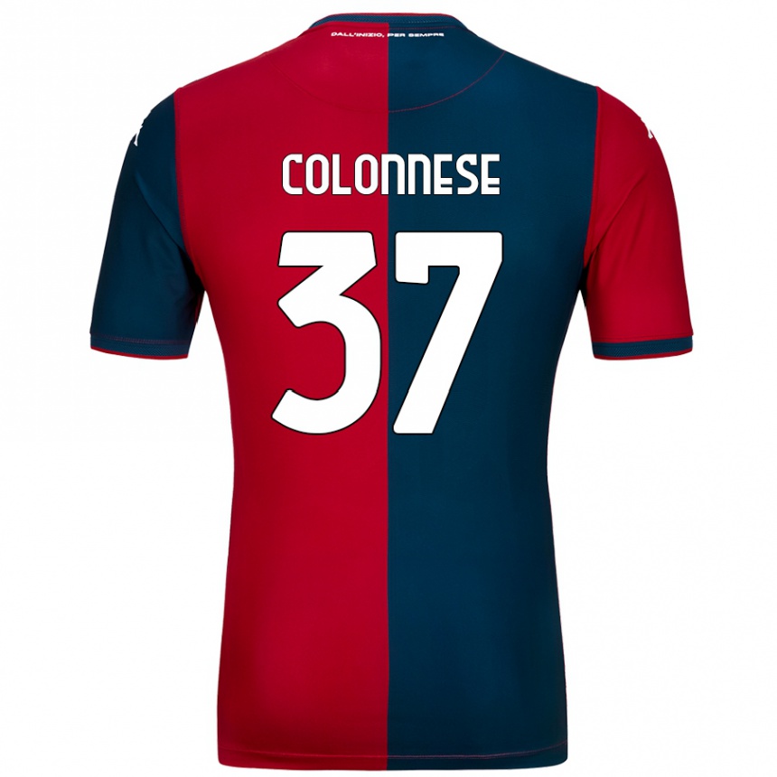 Homme Football Maillot Lorenzo Colonnese #37 Rouge Bleu Foncé Tenues Domicile 2024/25