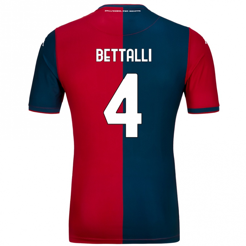 Homme Football Maillot Giorgia Bettalli #4 Rouge Bleu Foncé Tenues Domicile 2024/25