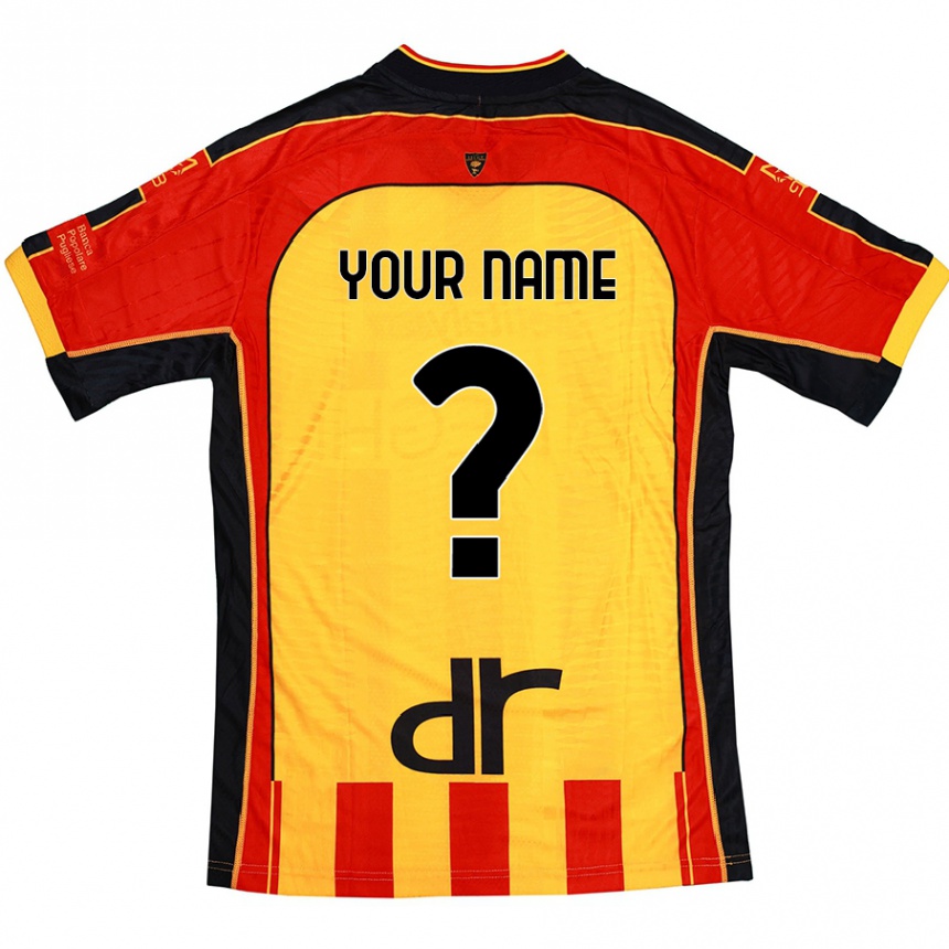 Homme Football Maillot Votre Nom #0 Jaune Rouge Tenues Domicile 2024/25