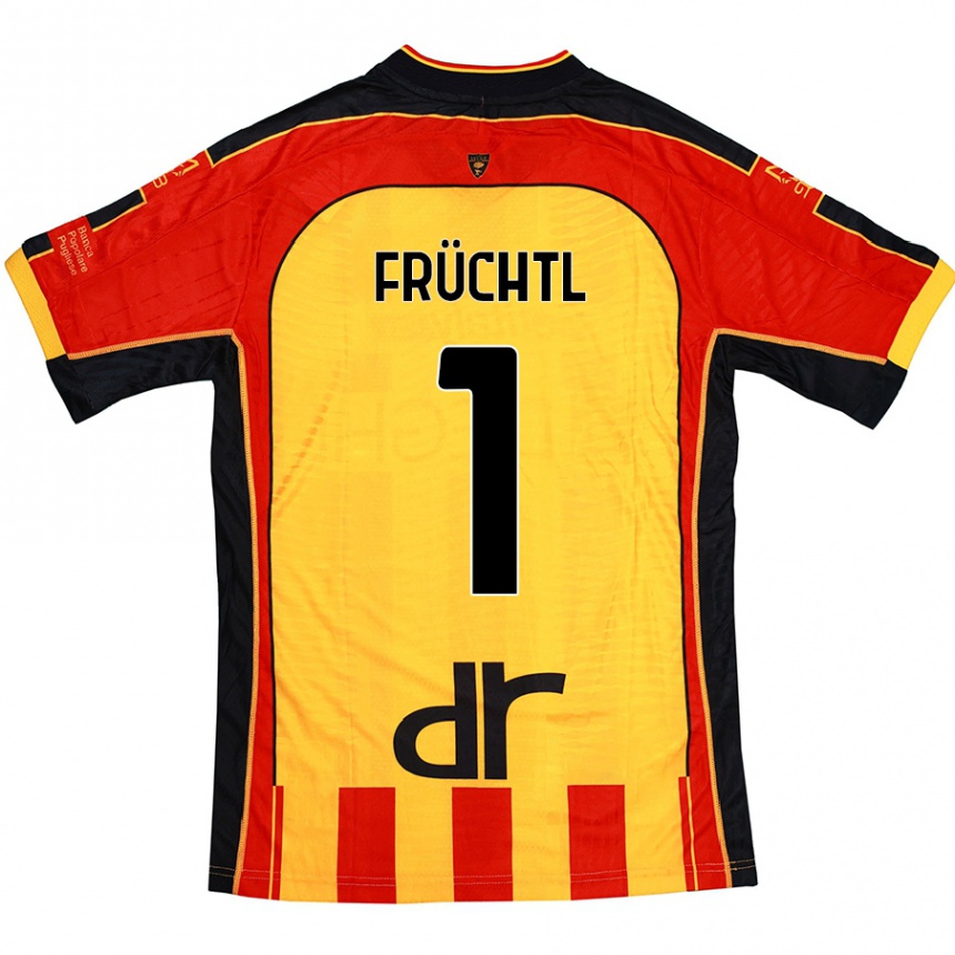 Homme Football Maillot Christian Früchtl #1 Jaune Rouge Tenues Domicile 2024/25