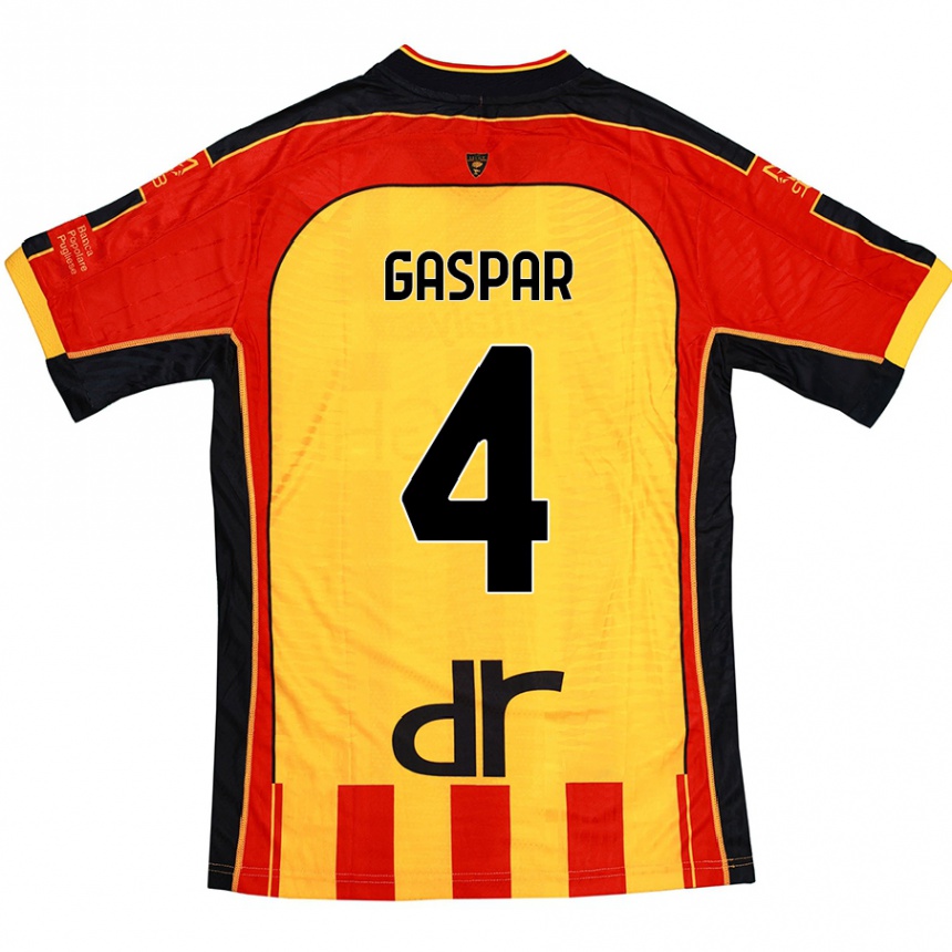 Homme Football Maillot Kialonda Gaspar #4 Jaune Rouge Tenues Domicile 2024/25