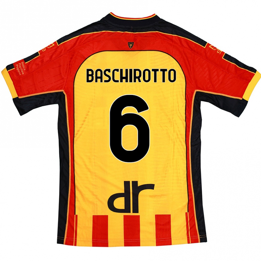 Homme Football Maillot Federico Baschirotto #6 Jaune Rouge Tenues Domicile 2024/25