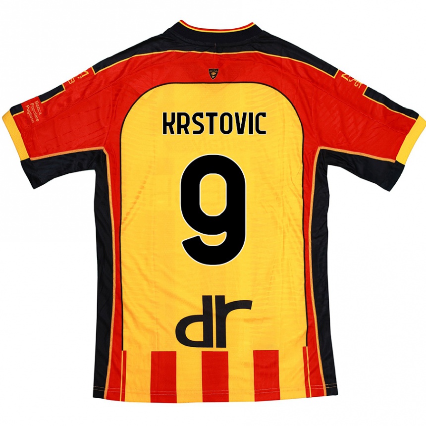 Homme Football Maillot Nikola Krstovic #9 Jaune Rouge Tenues Domicile 2024/25