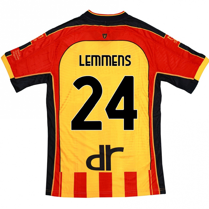 Homme Football Maillot Mats Lemmens #24 Jaune Rouge Tenues Domicile 2024/25