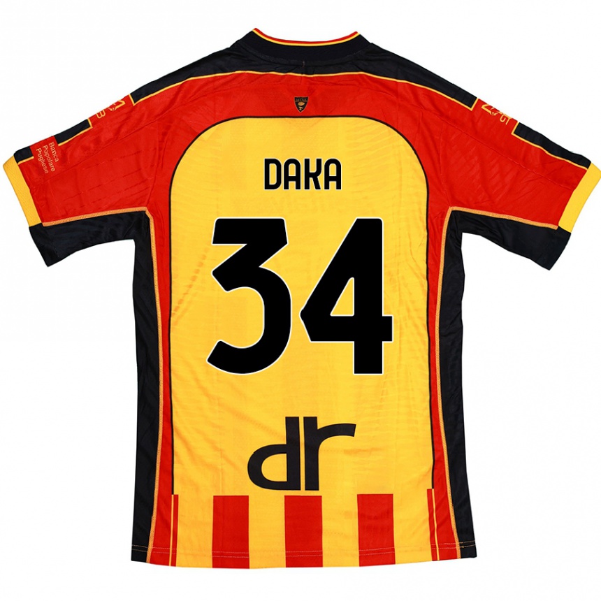 Homme Football Maillot Dario Daka #34 Jaune Rouge Tenues Domicile 2024/25