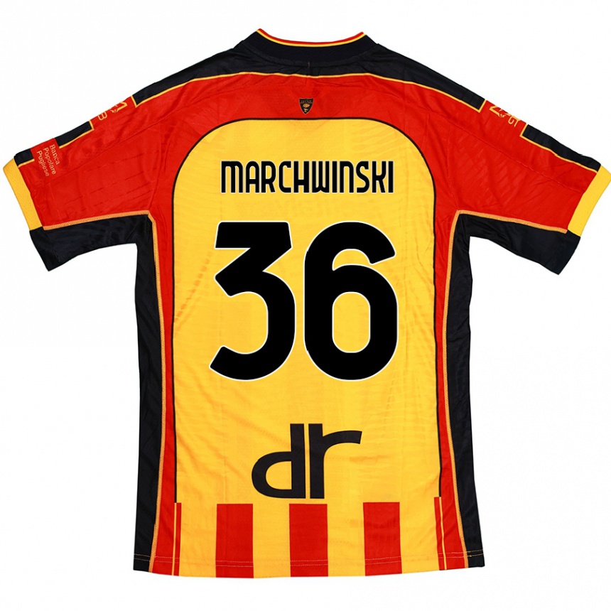 Homme Football Maillot Filip Marchwinski #36 Jaune Rouge Tenues Domicile 2024/25