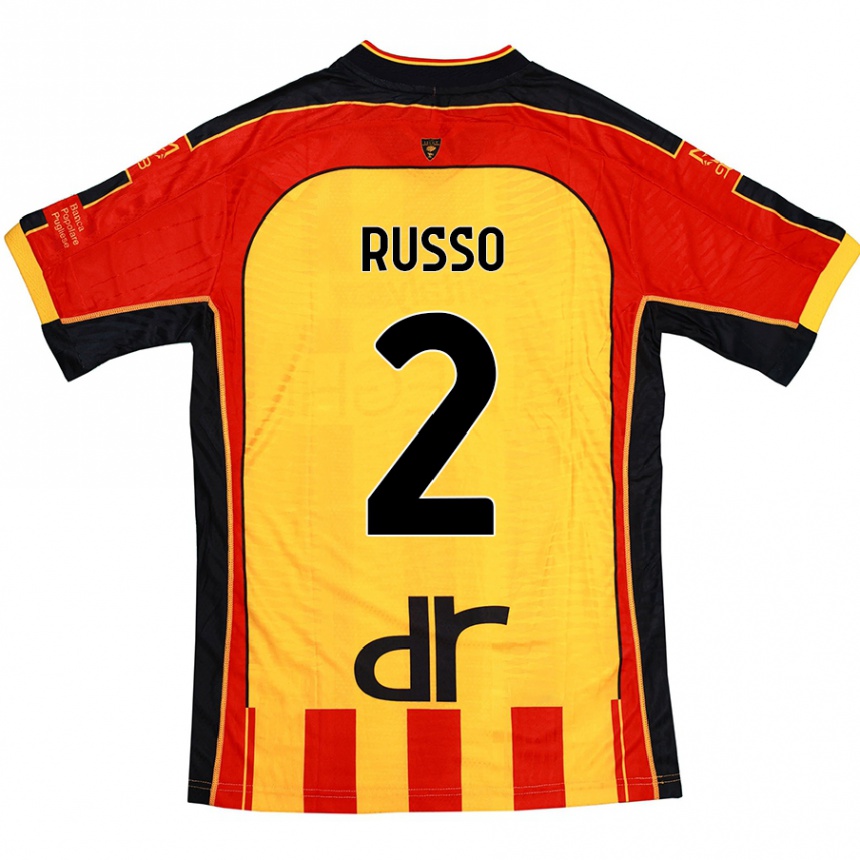 Homme Football Maillot Luca Russo #2 Jaune Rouge Tenues Domicile 2024/25