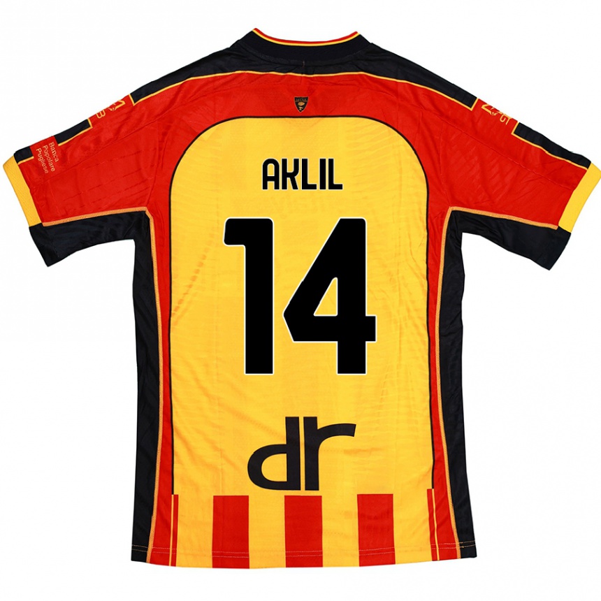 Homme Football Maillot Lino Aklil #14 Jaune Rouge Tenues Domicile 2024/25