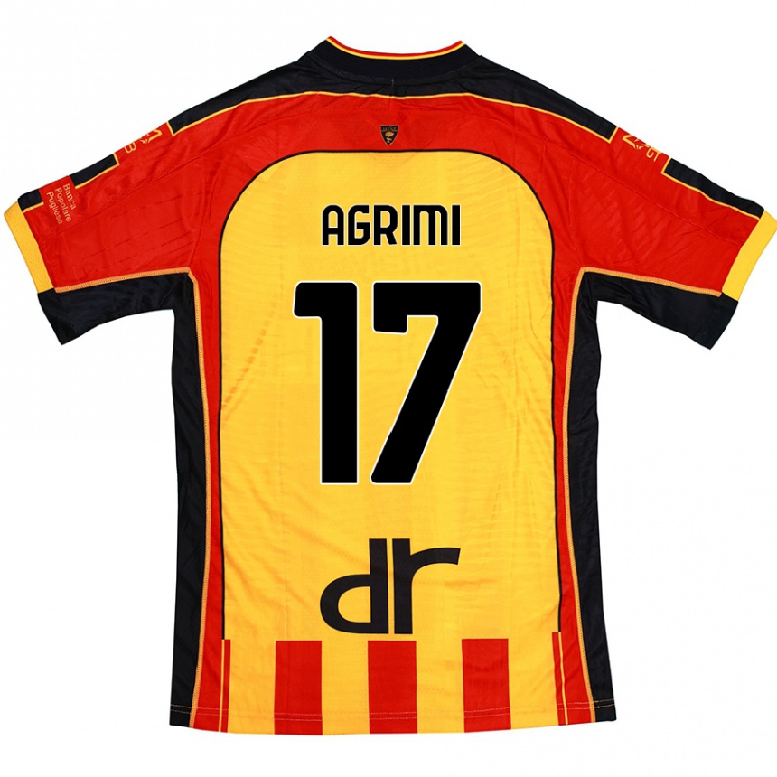 Homme Football Maillot Matteo Agrimi #17 Jaune Rouge Tenues Domicile 2024/25