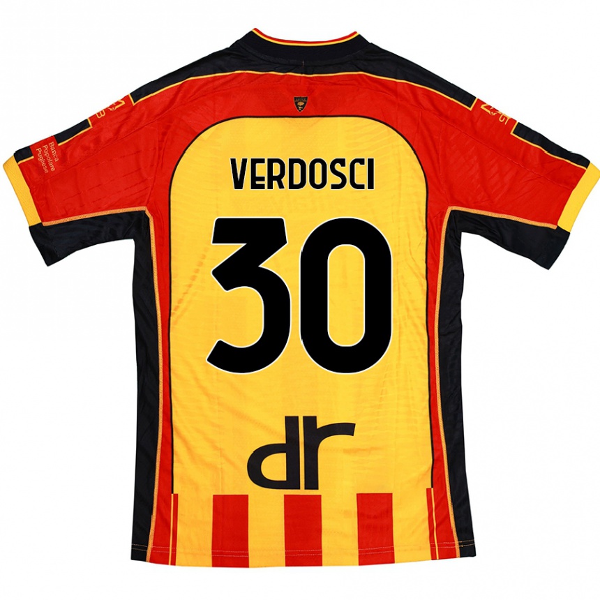 Homme Football Maillot Simone Verdosci #30 Jaune Rouge Tenues Domicile 2024/25