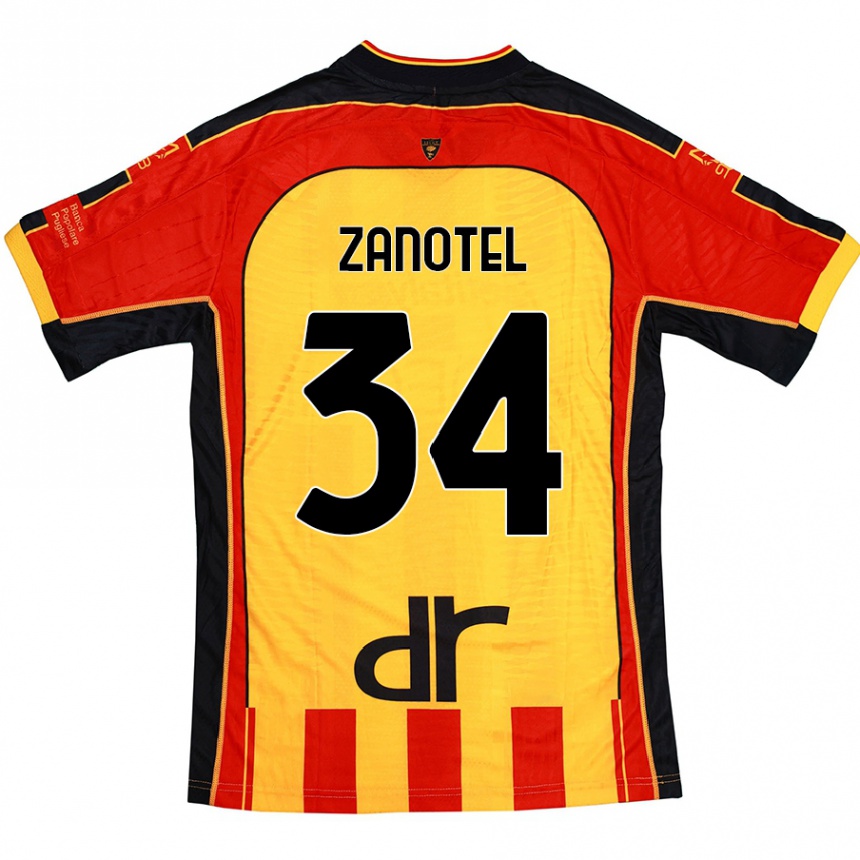 Homme Football Maillot Giovanni Zanotel #34 Jaune Rouge Tenues Domicile 2024/25