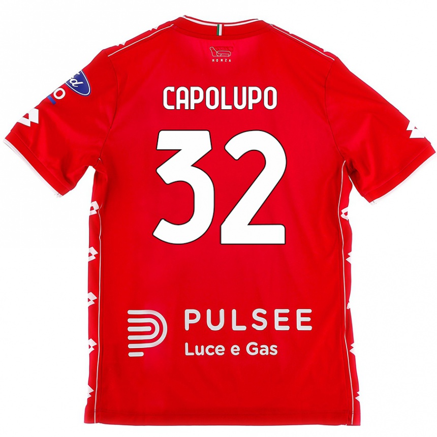 Homme Football Maillot Samuele Capolupo #32 Rouge Blanc Tenues Domicile 2024/25