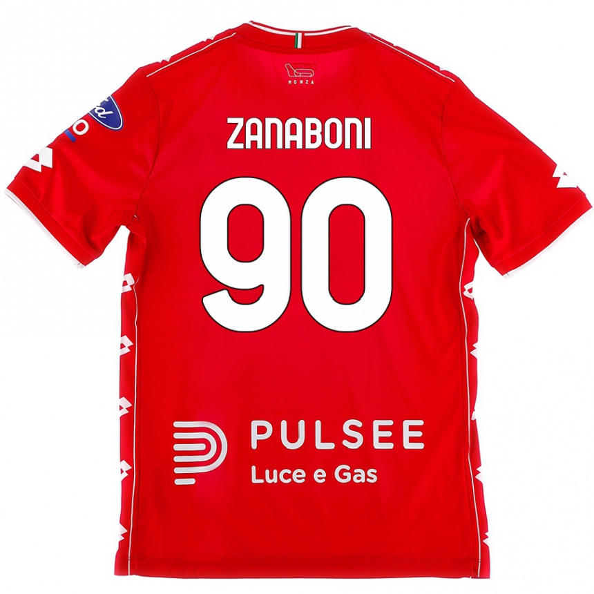 Homme Football Maillot Emanuele Zanaboni #90 Rouge Blanc Tenues Domicile 2024/25