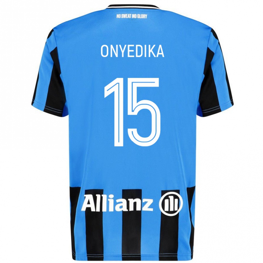 Homme Football Maillot Raphael Onyedika #15 Bleu Ciel Noir Tenues Domicile 2024/25