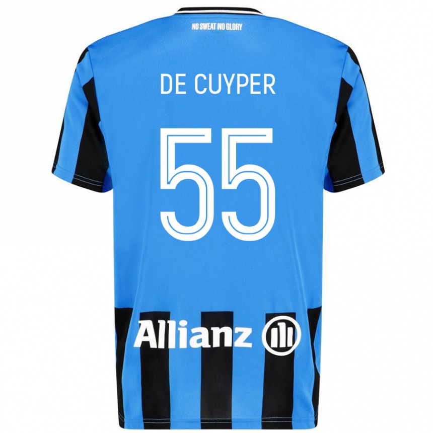 Homme Football Maillot Maxim De Cuyper #55 Bleu Ciel Noir Tenues Domicile 2024/25