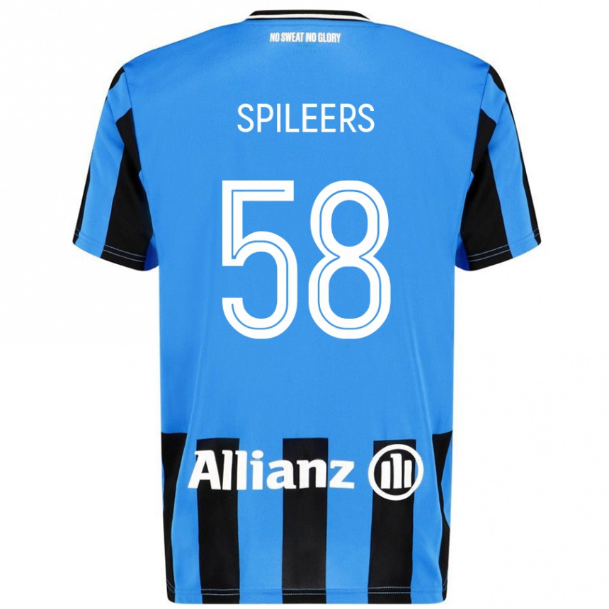 Homme Football Maillot Jorne Spileers #58 Bleu Ciel Noir Tenues Domicile 2024/25